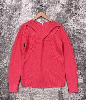 COS Sweater Small Womens Pink Chunky Knit Cross Keyhole Pullover